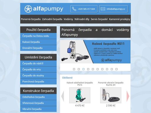 alfapumpy s.r.o., ponorná čerpadla a domácí vodárny