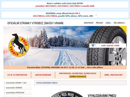 pneu vraník - stránky českého výrobce protektorů. protektory a pneumatiky ve standardních rozměrech pro osobní a nákladní auta, offroad a dodávky.