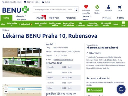 ?lékárna se zkušeným personálem, která je bezbariérová a nabízí výdejnu online zásilek z našeho benu e-shopu. zaměřuje se na geriatrickou a zubní péči.?