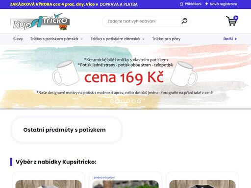 potisk na trička nejen našimi designovými motivy, ale také zakázková výroba potisku na přání. to je e-shop kupsitricko.cz