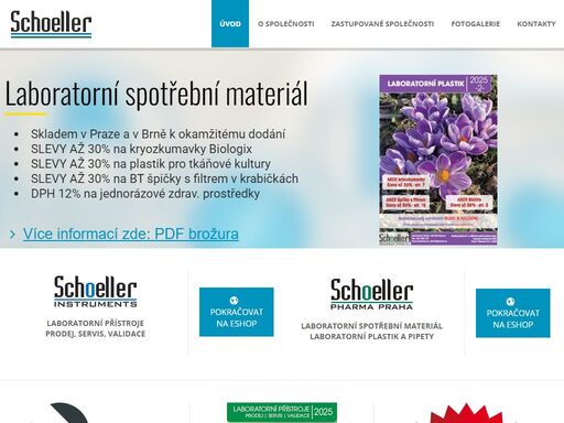laboratorní přístroje a laboratorní spotřební materiál. schoeller instruments, schoeller pharma. centrála praha, pobočky brno, frýdek-místek.