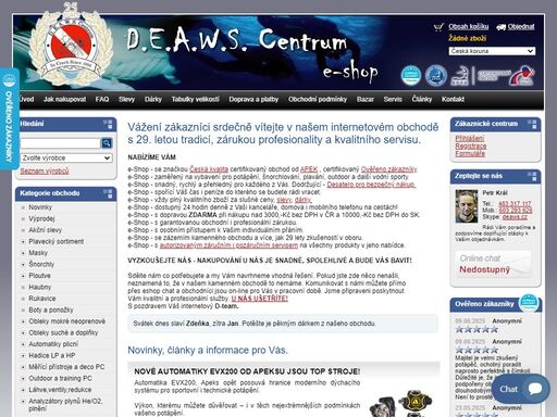 d.e.a.w.s. centrum s.r.o. - potápěčské potřeby