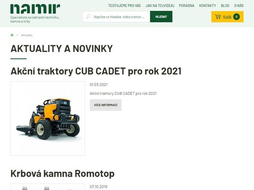 zahradní traktory a krbová kamna, motorové pily či štípače na dřevo jsou v nabídce namir. specialista na sekačky, sněhové frézy, zahradní techniku.