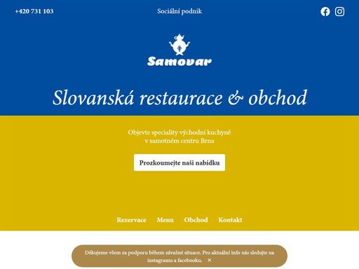 vítáme vás na stránkách restaurace s východními specialitami samovar v centru brna. jsme malá rodinná restaurace s kuchyní vycházející z východních domácích receptů.