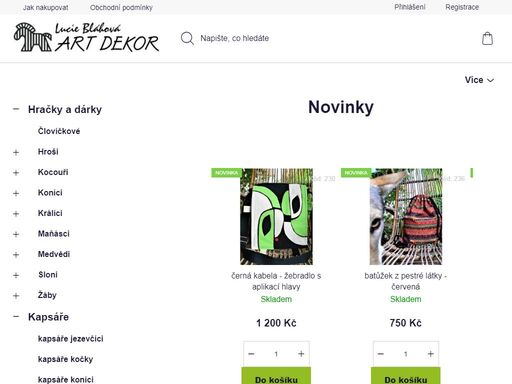 výroba a prodej českých kvalitních látkových hraček, dárků a bytových doplňků artdekor
