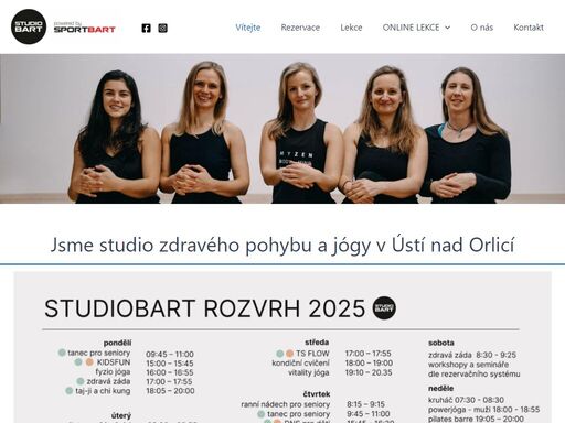jsme studio zdravého pohybu a jógy v ústí nad orlicí přihlásit se vypsané kurzy září-leden 2025/2026 kurz zdravých zad pondělky | 17:00 - 17:55 | začínáme 1. 9. 2025 kapacita: 18 osob cena 10 lekcí: 1700kč 20 lekcí: 3300kč lektor: markéta skalická kurz zdravých zad úterky | 16:25 - 17:20 | začínáme 16. 9. 2025