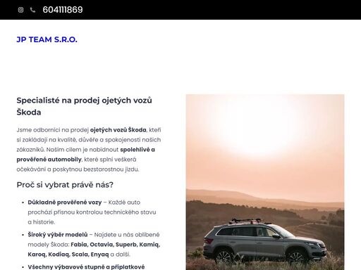 jsme odborníci na prodej ojetých vozů škoda, kteří si zakládají na kvalitě, důvěře a spokojenosti našich zákazníků. naším cílem je nabídnout spolehlivé a prověřené automobily, které splní veškerá očekávání a poskytnou bezstarostnou jízdu.