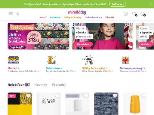mimilatky.cz, internetový obchod s kvalitním metrovým textilem s digitálním potiskem, střihy a galanterií