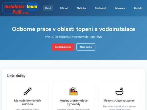 instalatér team pam s.r.o. - odborné práce v oblasti topení, vodoinstalace a plynových instalací. montáže domovních rozvodů, kotelny, rekonstrukce koupelen.