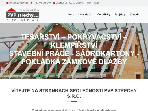pvp střechy s.r.o. - komplexní služby v oblasti výstavby a rekonstrukce rodinných domů. specializujeme se na pokrývačství, klepířství, tesařství, práci se sádrokartony, zednické práce a pokládku zámkové dlažby.