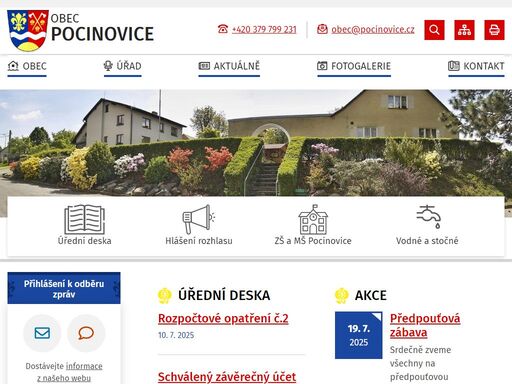 oficiální stránky obce pocinovice