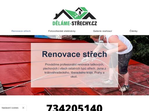 renovace střech, tlakové mytí, impregnace, nátěry, fotovoltaické elektrárny, elektroinstalace - děláme-střechy.cz