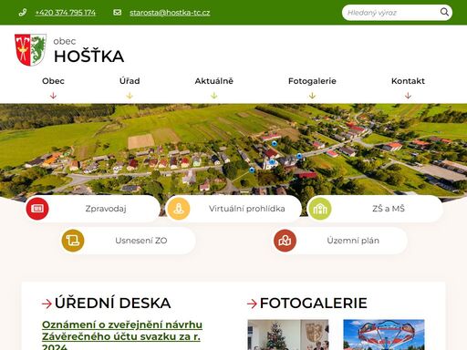 oficiální stránky obce hošťka