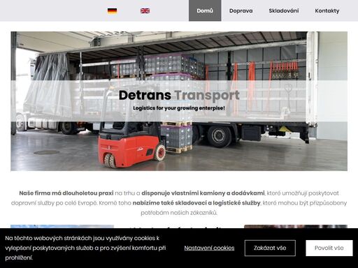 detrans s.r.o. - dopravní společnost se specializuje převážně na sběrnou službu mezi českou republikou, německem, rakouskem, holandskem, dánskem.