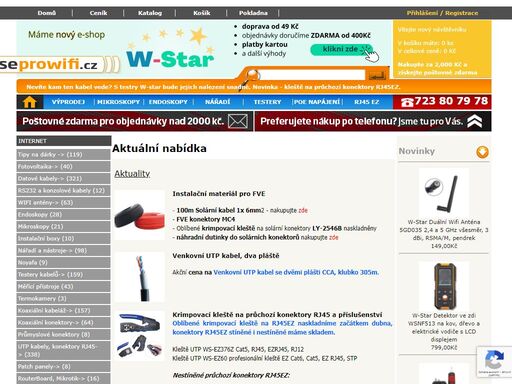 ostrava, wifi, wifi anténa, wifi konektor, wifi kabel, pigtail, napájecí zdroj, kabelový tester, krimpovací kleště utp, kabelová zkoušečka, anténa pro dron