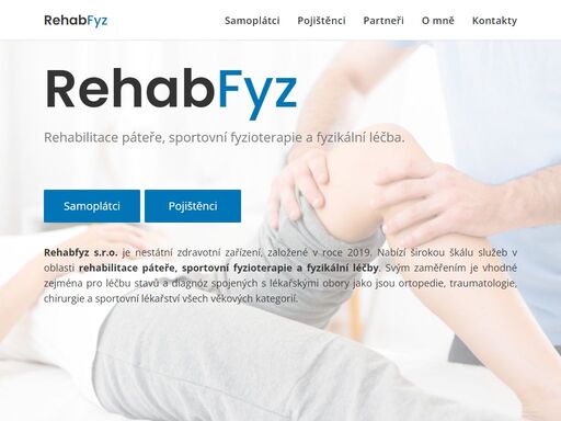 rehabfyz s.r.o. je nestátní zdravotní zařízení poskytující služby v oblasti léčebné rehabilitace a fyzioterapie v rámci všech zdravotních pojišťoven. specializuje se na rehabilitaci páteře pomocí metody spirální stabilizace páteře dle mudr. smíška, sportovní fyzioterapii a fyzikální léčbu.