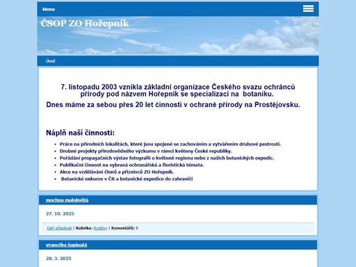 stránky čsop zo hořepník