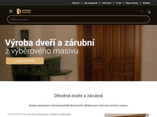 athena - dveře janda - výroba dřevěných dveří z masivu, vyrábíme dřevěné dveře a zárubně v provedení vchodové dveře a interiérové dveře.