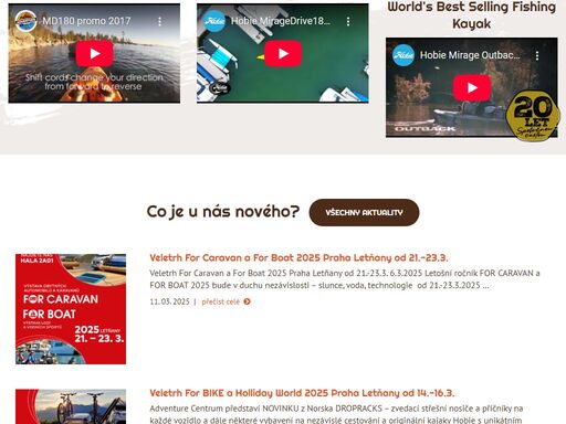 jsme dovozcem kajaků hobie s unikátním pohonem pro sport, zábavu a rybaření. sup paddleboards a trimaranů, solární produkty a grily gosun, 12v chlazení transcool.