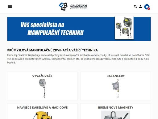jsme dodavatel průmyslové manipulační, zdvihací a vážící techniky a již více než patnáct let pomáháme řešit vše, co souvisí s přemisťováním břemen.