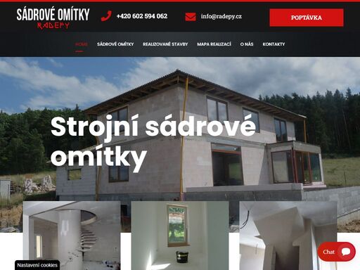 realizace strojní sádrové omítky v kvalitě odpovídající představám investora, splňující požadavky norem, předpisů a moderních technologií.
