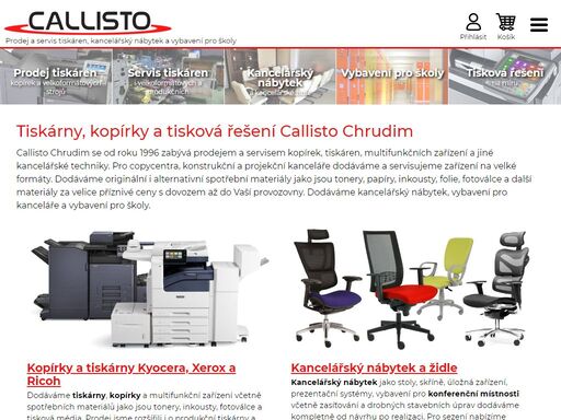 callisto chrudim nabízí prodej a servis tiskáren. specializujeme se na tiskárny a kopírky kyocera, xerox, ricoh a kip, kancelářský nábytek a vybavení pro školy.