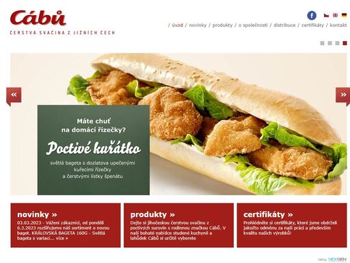 produkty studené kuchyně se značkou cábů - lahůdky, bagety, saláty, pomazánky, obložené chlebíčky, tvarohové výrobky