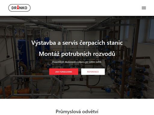výstavba a servis čerpacích stanic | montáž potrubních systémů vody, plynů a chemikálií | prskavec@drinko.cz | +420 602 422 382 | drinko.cz