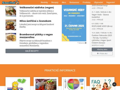 soucitně je portál etického spotřebitelství, zdravého životního stylu, veganství a aktivismu za práva zvířat. naleznete zde veganské recepty, mapu restaurací, prodejen a ubytování, kalendář akcí, novinky ze světa ochrany zvířat a výživy.