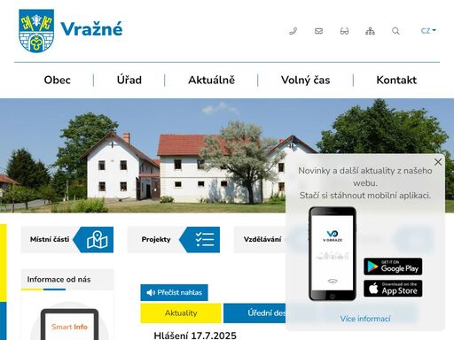 oficiální stránky obce vražné
