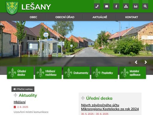 oficiální stránky obce lešany