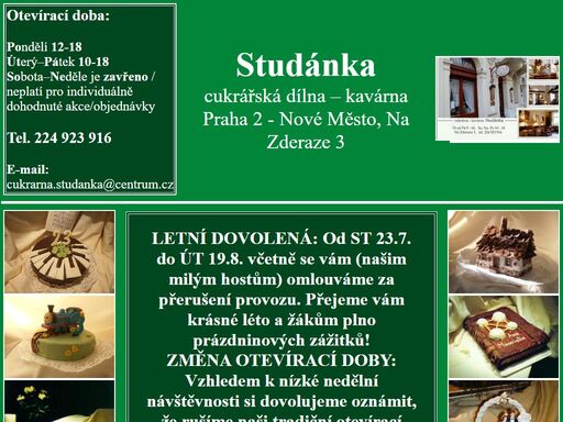 stránky cukrárny studánka.