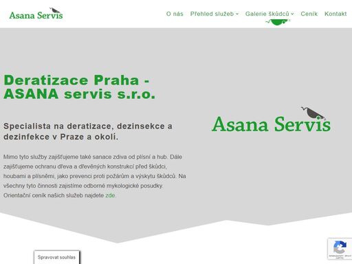asana servis s.r.o. praha: specialista na deratizace, dezinsekce a dezinfekce v praze a okolí. čerpáme z více než 30 let zkušeností v oboru.