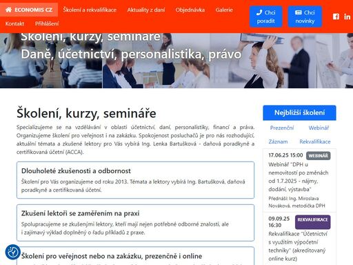 economis - školení účetnictví, školení daní, školení personalistiky a mezd