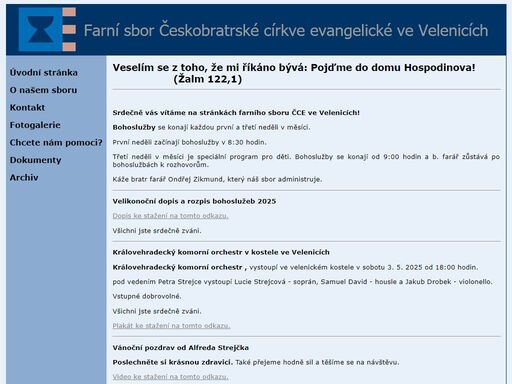 farní sbor českobratrské církve evangelické ve velenicích