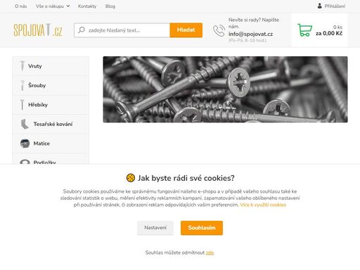 široká nabídka spojovacího materiálu: vruty, šrouby, matice, podložky, hřebíky a další. kvalitní produkty skladem. rychlé dodání po celé čr!