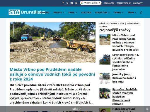 sta bruntálsko přináší aktuální zpravodajství z bruntálského regionu, ale i z moravskoslezského kraje. patří mezi nejčtenější regionální zprávy.
