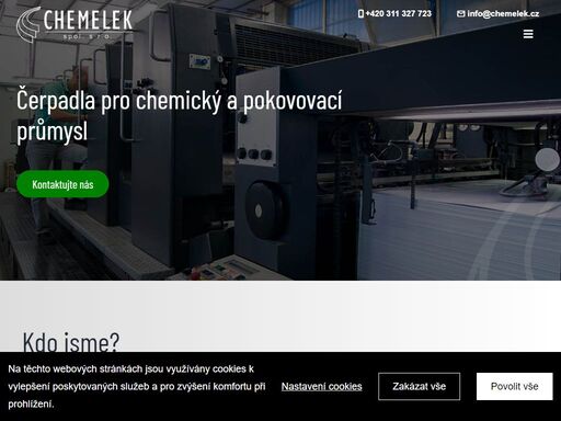 čerpadla s magnetickou spojkou, horizontální čerpadla, vertikální čerpadla, membránová čerpadla, filtrační aparáty.