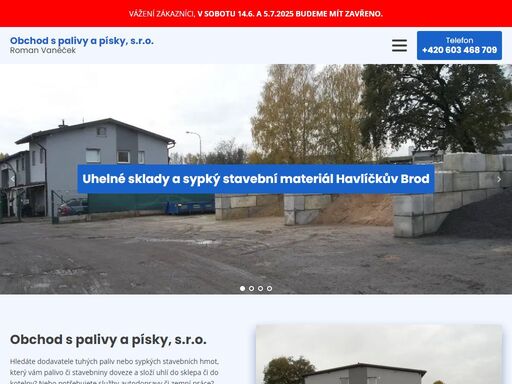hledáte dodavatele tuhých paliv nebo sypkých stavebních hmot, který vám palivo či stavebniny doveze a složí uhlí do sklepa či do kotelny? nebo potřebujete služby autodopravy či zemní práce? pak vítejte na stránkách společnosti obchod s palivy a písky, s.r.o. havlíčkův brod.