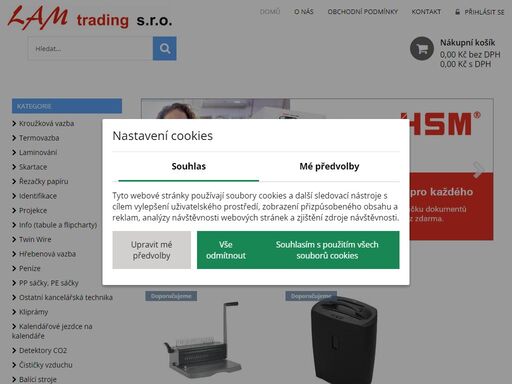 prodej kancelářské techniky jak ojsou laminovačky, vazby, sešívačky, termovazba, kliprámy, děrovačka a podobné produkty.