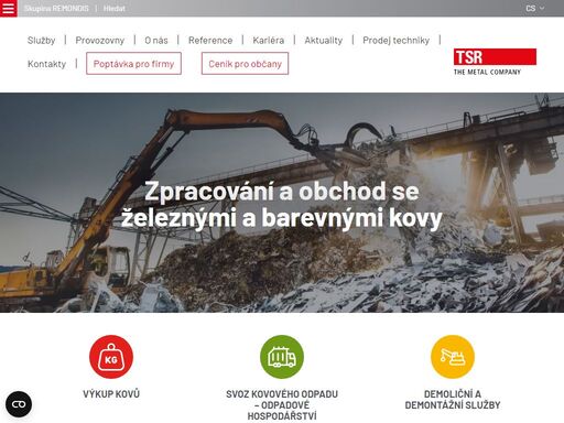 tsr je největší zpracovatel kovového odpadu v české republice. specializuje se také na výkup papíru, plastu, barerií, kabelů a mnoho dalšího.
