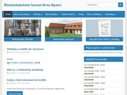 římskokatolická farnost je součástí brněnské diecéze, děkanství brno-město. patří do ní městské části brno-bystrc, brno-kníničky a obec rozdrojovice. velká část farníků žije v sídlišti. centrem naší farnosti je kostel sv. janů.