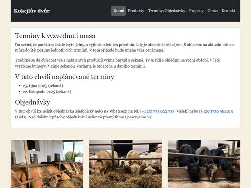 farma kokejlův dvůr – hovězí maso z vysočiny přímo od chovatele.