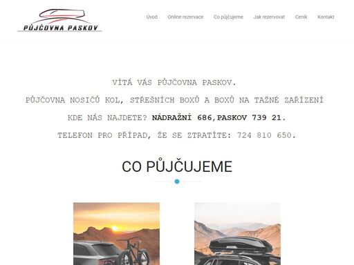 půjčovna nosičů kol, střešních boxů a boxů na tažné zařízení paskov vám umožní převážet všechno, co potřebujete. u nás si můžete zapůjčit i střešní nosiče.
máme dlouholeté zkušenosti a o autoboxech víme vše. jsme nejen půjčovna nosičů kol, střešních boxů a boxů na tažné paskov, ale jsme i kamenná prodejna a eshop s tímto sortimentem. 
co vše půjčujeme a za kolik zjistíte v online rezervačním systému.