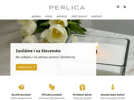 objevte sypané svíce perlica z přírodního vosku