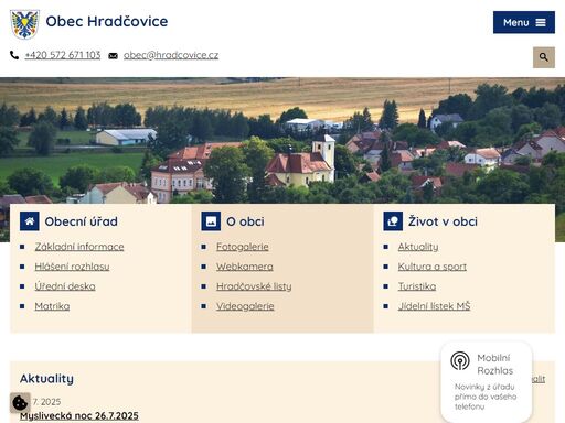 obec má dvě části: hradčovice a lhotku. vznikla na úrodných březích řeky olšavy a v dnešní době má přes 1000 obyvatel. podívejte se na naše stránky.