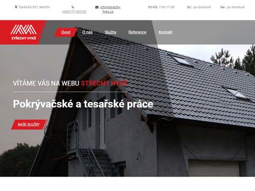 střechy hykš se zabývá pokrývačstvím, tesařstvím, pergoly a veškeré výrobky ze dřeva na míru.