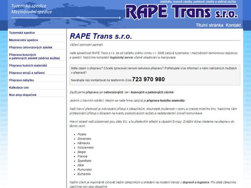 rape trans s.r.o., přeprava zásilek, spedice