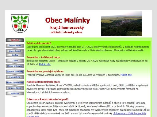 obec malínky