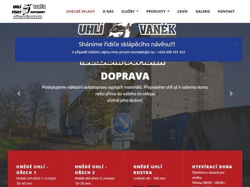 vaněk plus s.r.o. uhelné sklady vědomice u roudnice nad labem vám nabízí prodej a dopravu materiálů - hnědé uhlí, brikety, písek, drcené kamenivo.